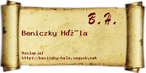 Beniczky Héla névjegykártya